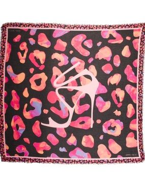 Jimmy Choo Black & Pink Abstract Leopard Border Scarf